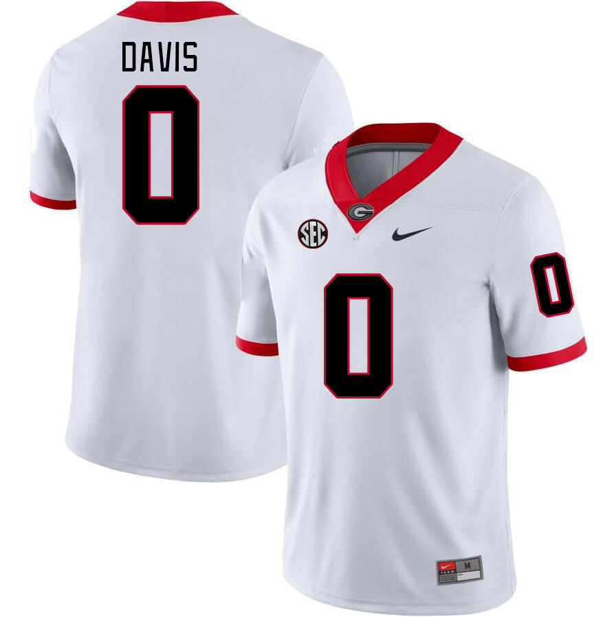 Men #0 Rian Davis Georgia Bulldogs College Football Jerseys Stitched-White